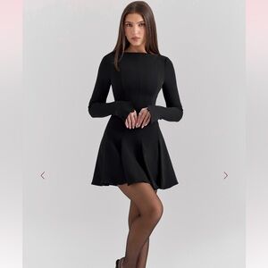House of CB Francesca Black Long Sleeve Mini Dress